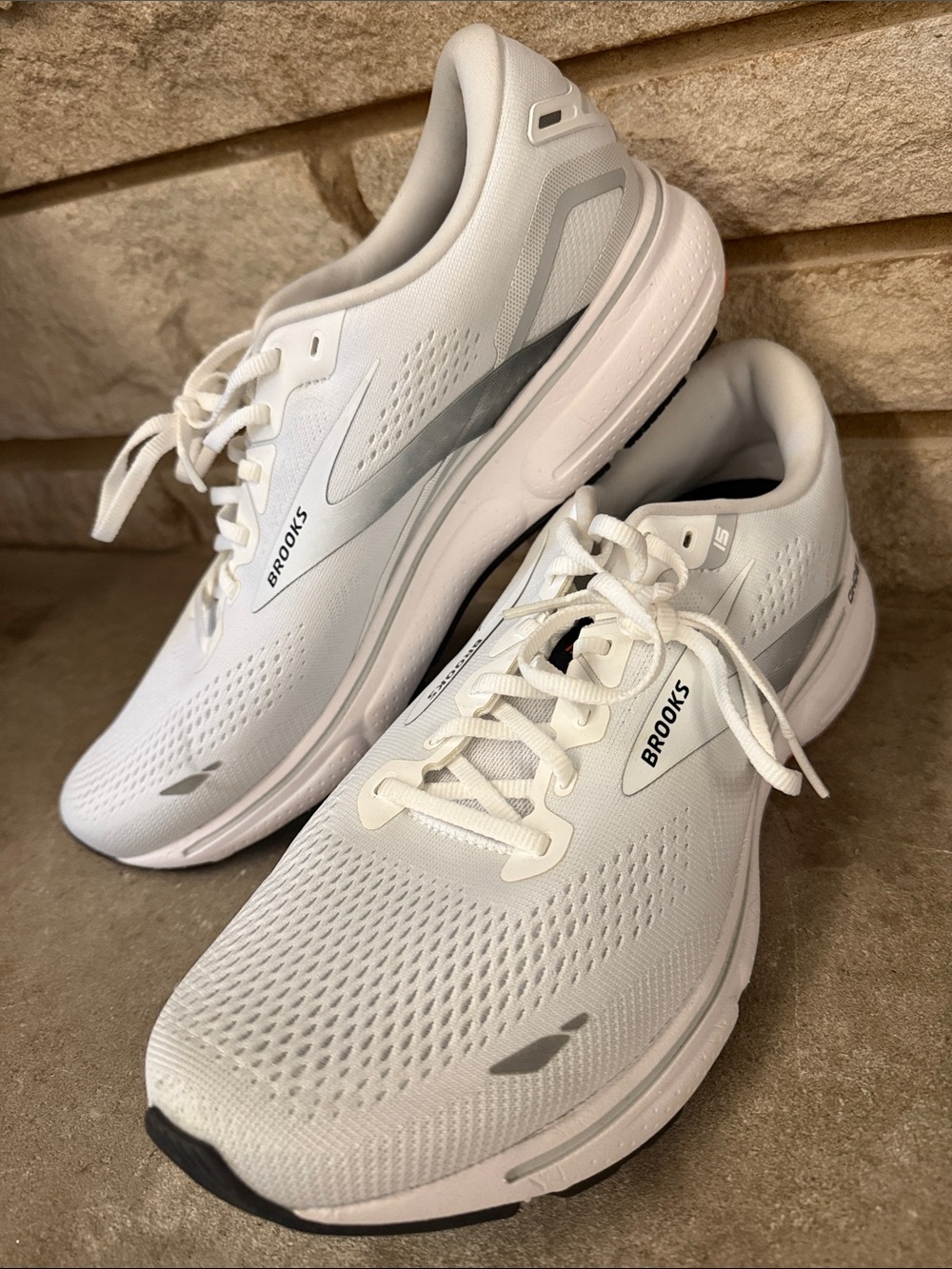 Brooks Men’s Athletic Running Shoes - White with Silver Accents